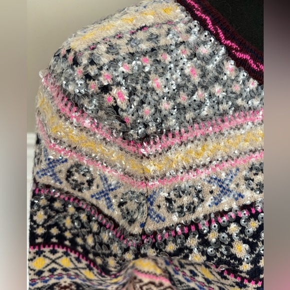 J. Crew sequin fair isle Lambs Wool sweater size XS - Picture 8 of 11